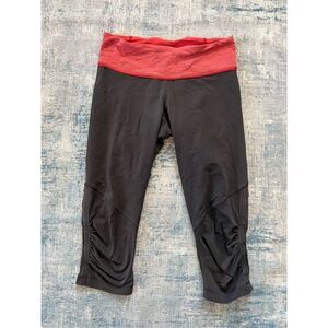 Lululemon Run: For Your Life Crop Deep Coal Gray Wee Are From Space Red Coral 6